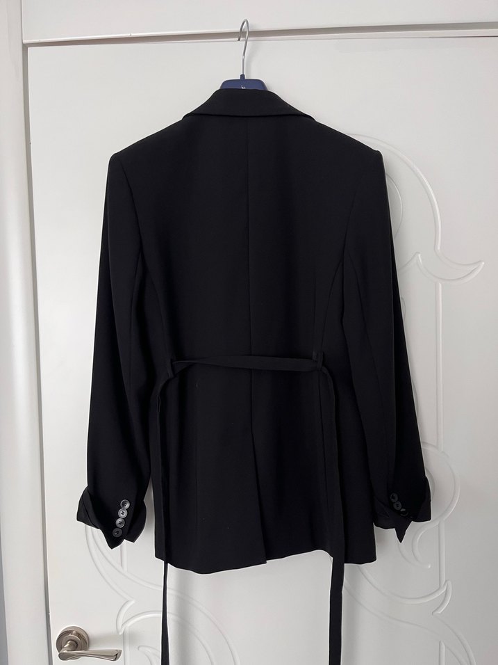 Mango Kemerli Siyah Kadın Blazer Ceket - Görsel 3