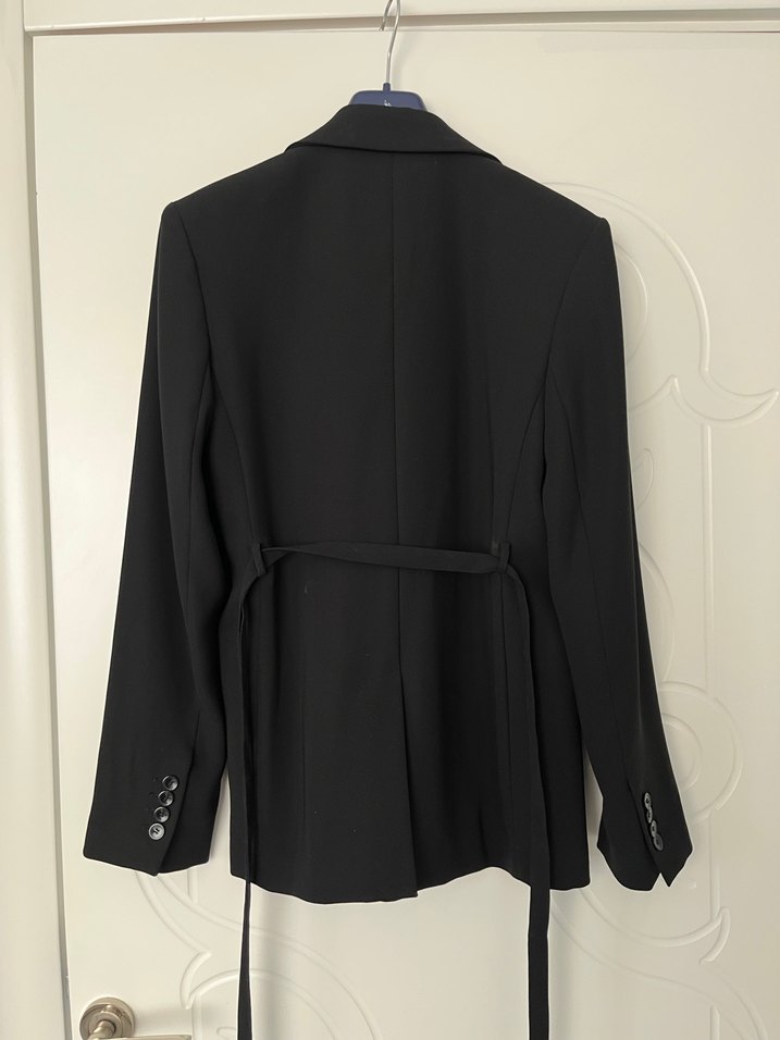 Mango Kemerli Siyah Kadın Blazer Ceket - Görsel 4