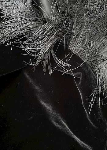 H&M İpek kadife kumaş siyah şık elbise - Görsel 10