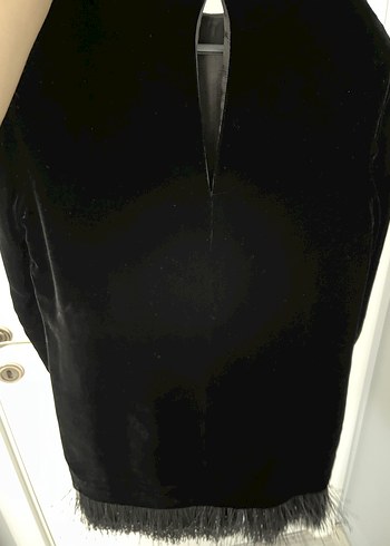 H&M İpek kadife kumaş siyah şık elbise - Görsel 7