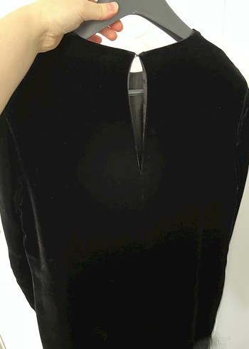 H&M İpek kadife kumaş siyah şık elbise - Görsel 6
