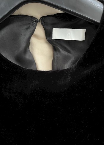 H&M İpek kadife kumaş siyah şık elbise - Görsel 8