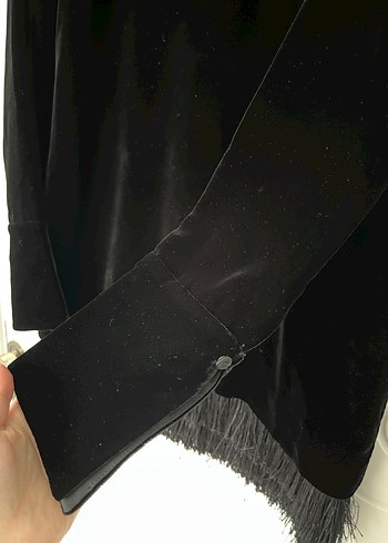 H&M İpek kadife kumaş siyah şık elbise - Görsel 5