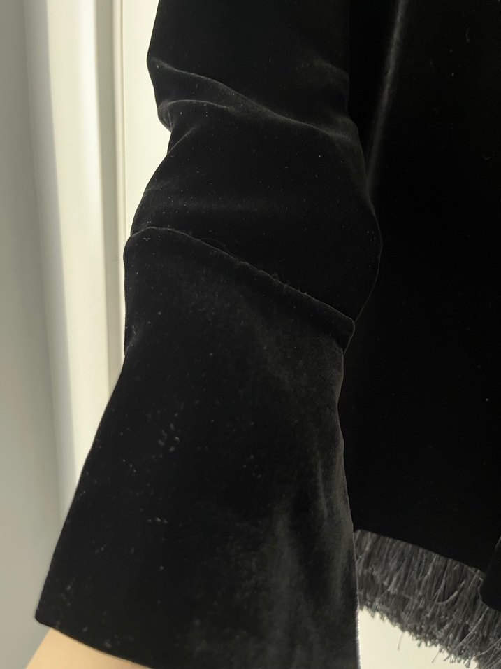 H&M İpek kadife kumaş siyah şık elbise - Görsel 3