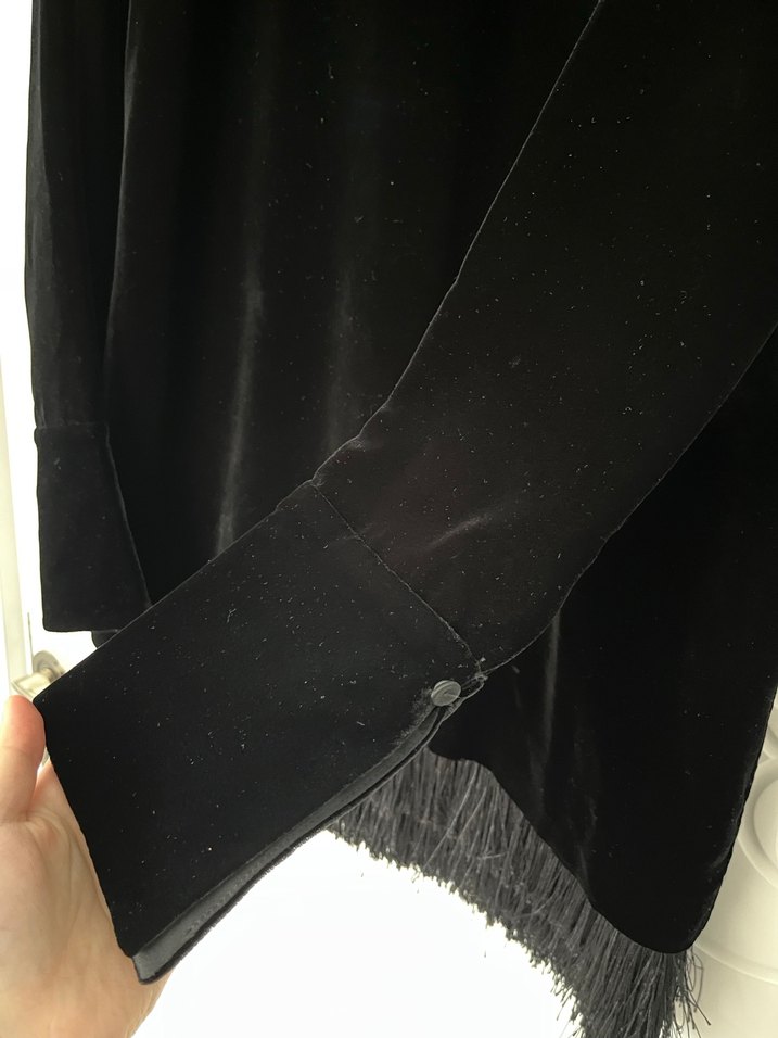 H&M İpek kadife kumaş siyah şık elbise - Görsel 5