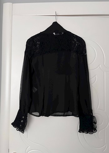 Dantelli şifon bluz - Görsel 7