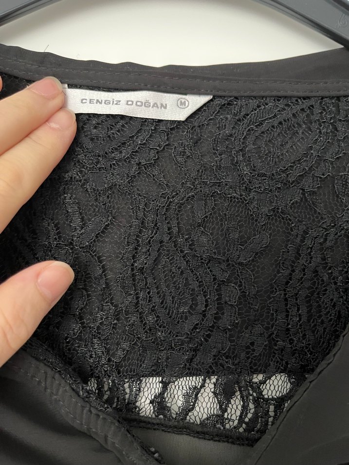 Dantelli şifon bluz - Görsel 3