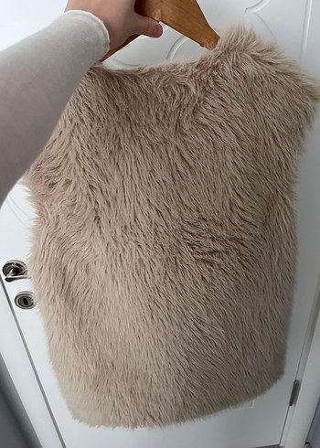 Bej Kürk Detaylı Midi Kadın Yelek - Görsel 8