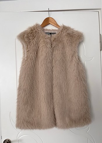 Bej Kürk Detaylı Midi Kadın Yelek - Görsel 5