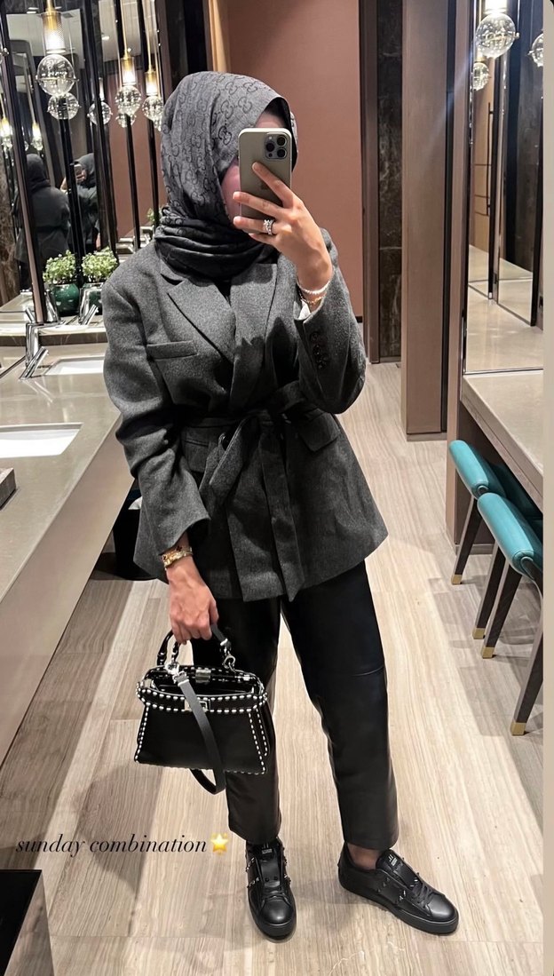 Gri Kemerli Midi Kadın Blazer Ceket - Görsel 2