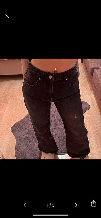 siyah wide leg jean