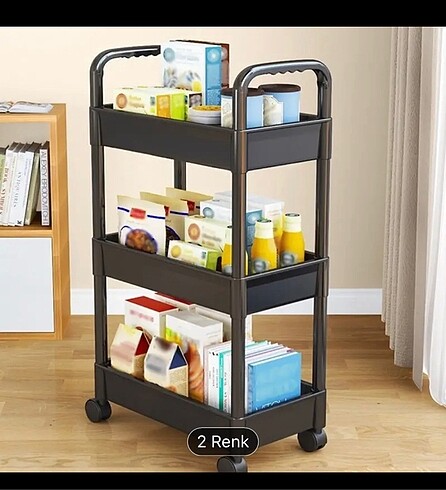 Ikea tekerlekli 3 katlı organizer siyah