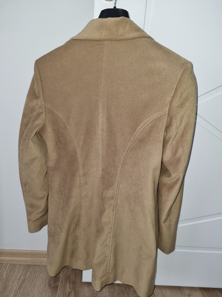 Bej Süet Mini Kadın Kaban - Görsel 2