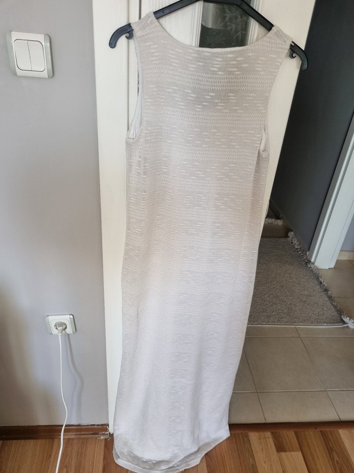 İPEKYOL Nakışlı Boncuk Detaylı Beyaz Midi Elbise - Görsel 5