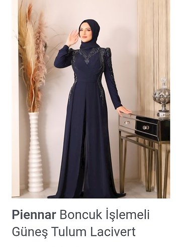Piennar Lacivert Güneş Tulum Abiye Elbise - Görsel 5