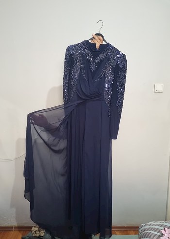 Piennar Lacivert Güneş Tulum Abiye Elbise - Görsel 3