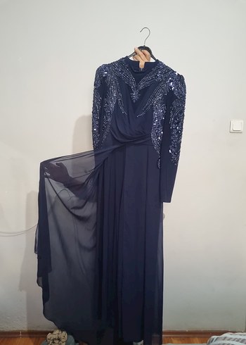 Piennar Lacivert Güneş Tulum Abiye Elbise - Görsel 4