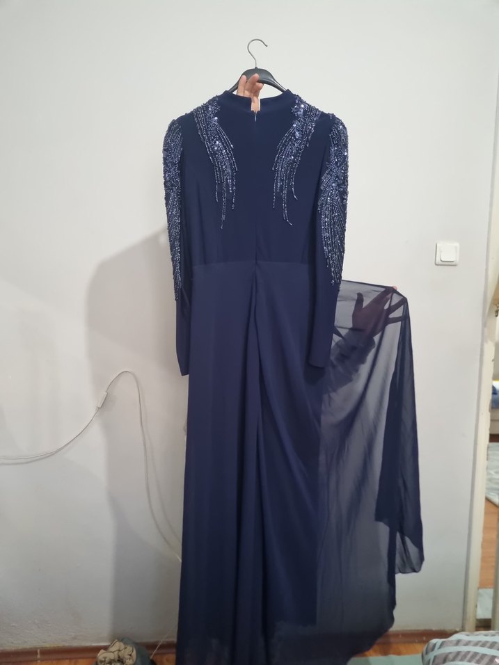 Piennar Lacivert Güneş Tulum Abiye Elbise - Görsel 2