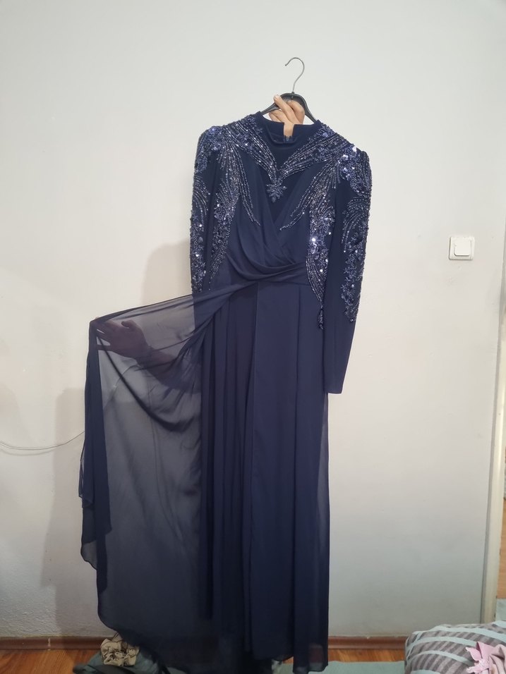 Piennar Lacivert Güneş Tulum Abiye Elbise - Görsel 3