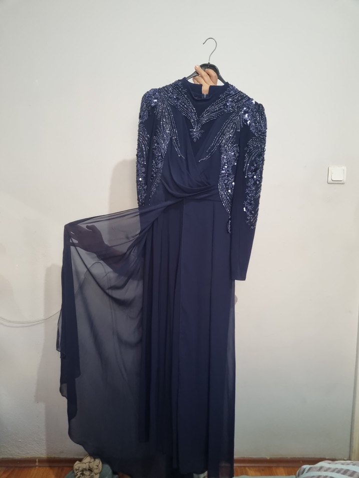 Piennar Lacivert Güneş Tulum Abiye Elbise - Görsel 4