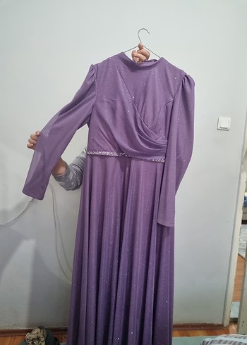 Parlak Mor Uzun Abiye Elbise - Görsel 4