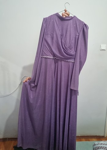 Parlak Mor Uzun Abiye Elbise - Görsel 2