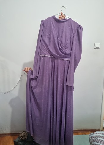 Parlak Mor Uzun Abiye Elbise - Görsel 3