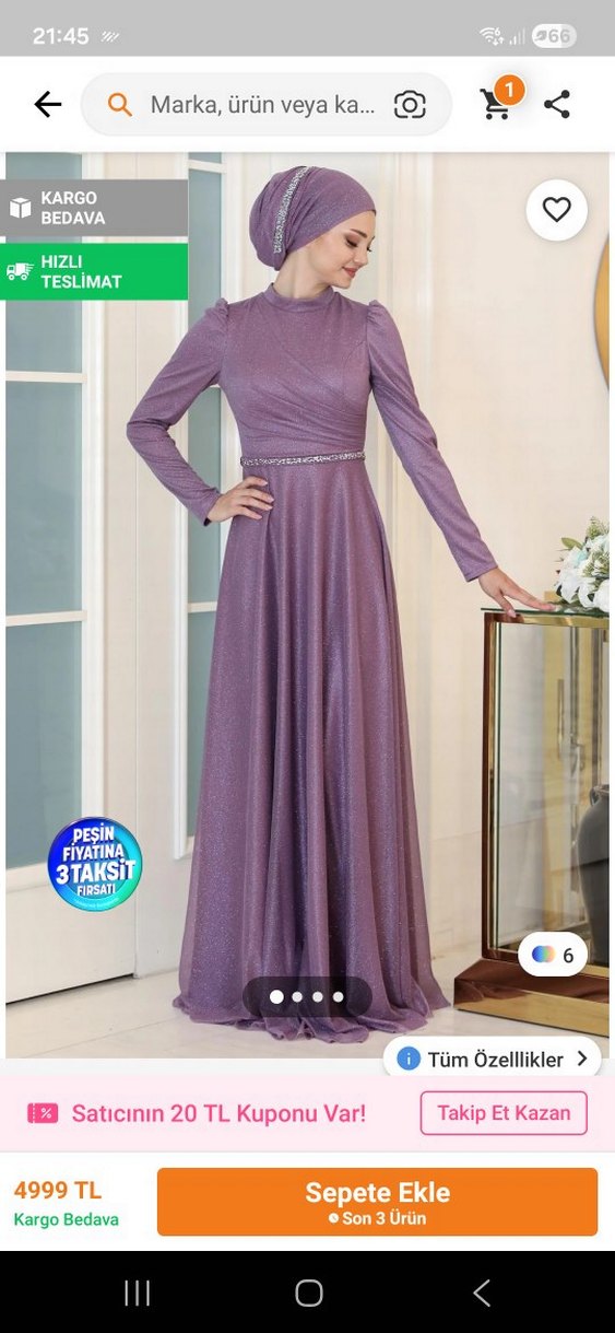 Parlak Mor Uzun Abiye Elbise - Görsel 5