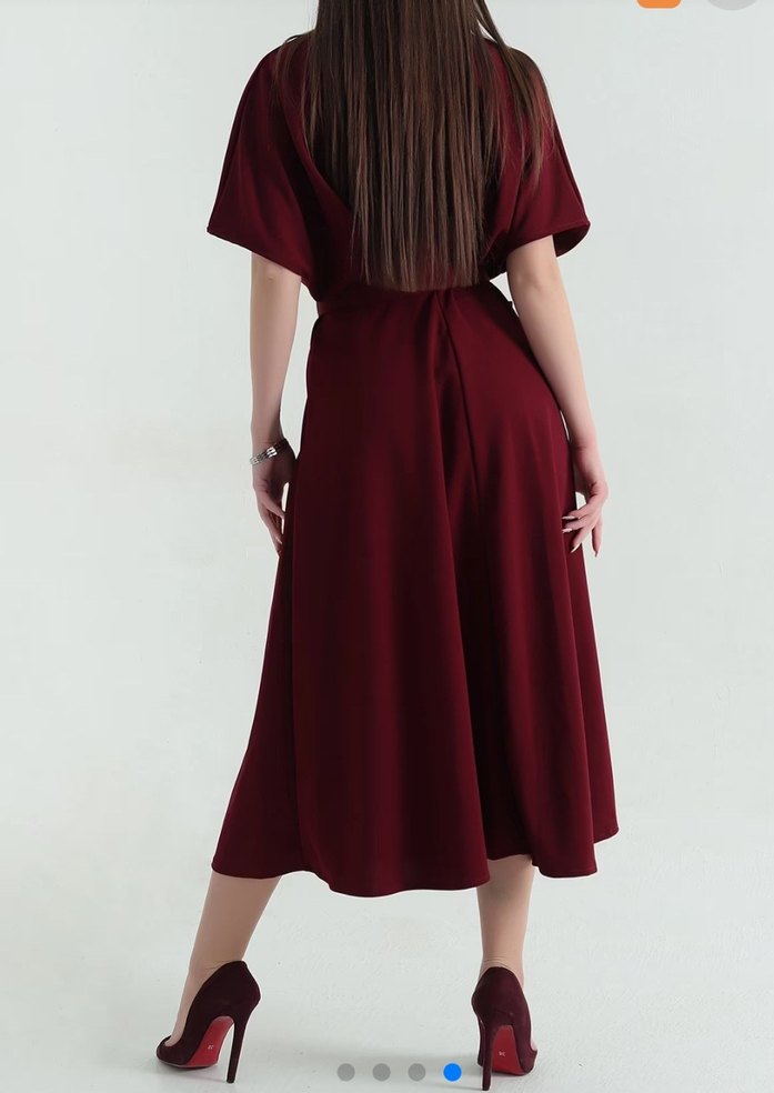 Bordo Uzun Salaş Kadın Elbise - Görsel 4