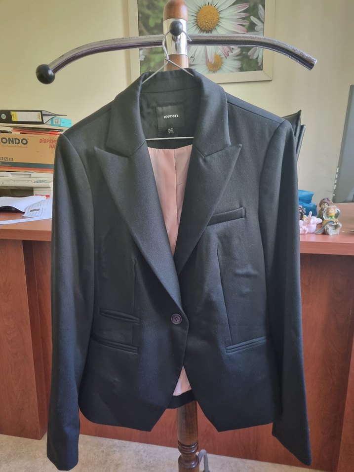 Koton Siyah Kadın Düğmeli Ofis Blazeri - Görsel 3