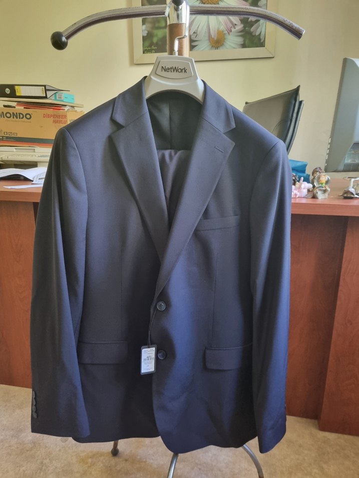 NETWORK Lacivert mikro yün karışımlı Takim Elbise - Görsel 5