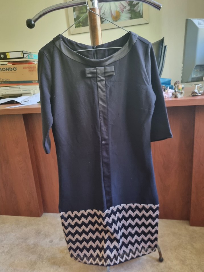 Düğmeli Siyah Midi Tunik - Görsel 2