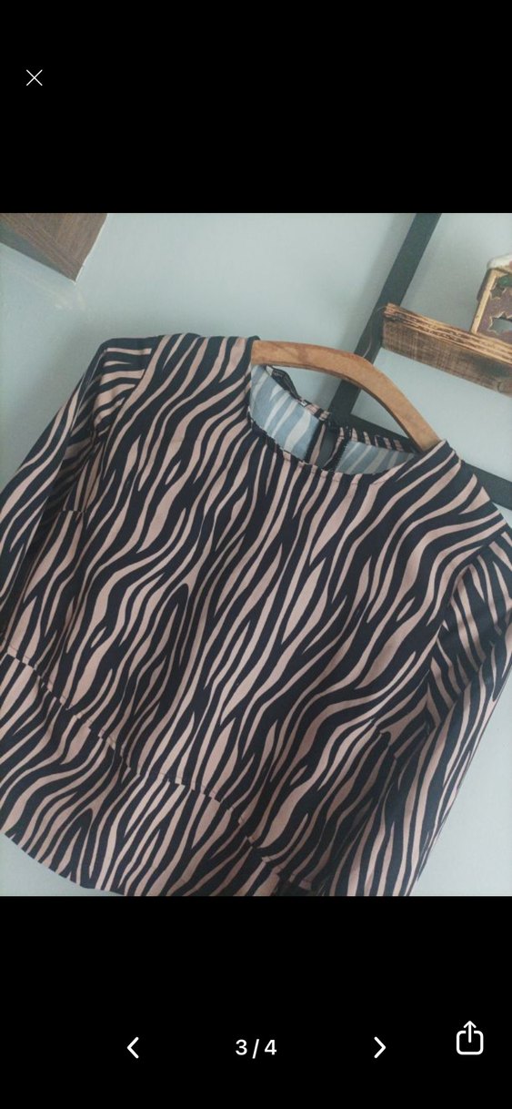 Zebra Desenli Uzun Kollu Mini Bluz - Görsel 3