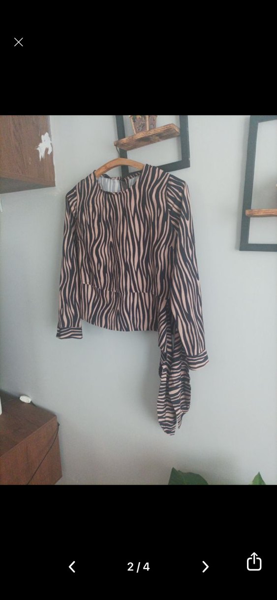 Zebra Desenli Uzun Kollu Mini Bluz - Görsel 2