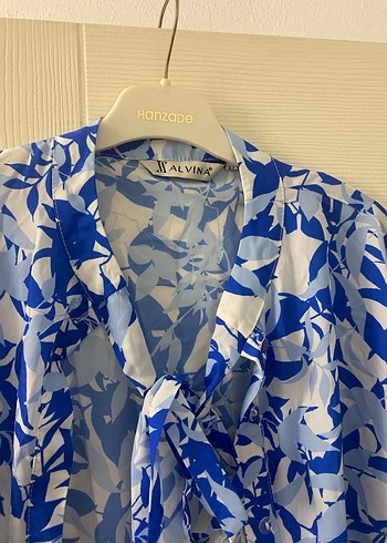 Uzun Kollu Mavi Bohem Salaş Elbise - Görsel 3