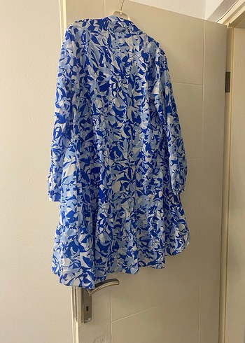 Uzun Kollu Mavi Bohem Salaş Elbise - Görsel 2