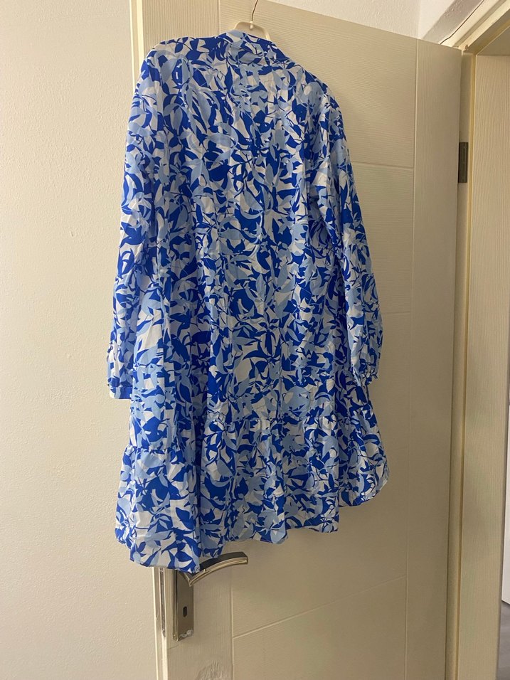 Uzun Kollu Mavi Bohem Salaş Elbise - Görsel 2