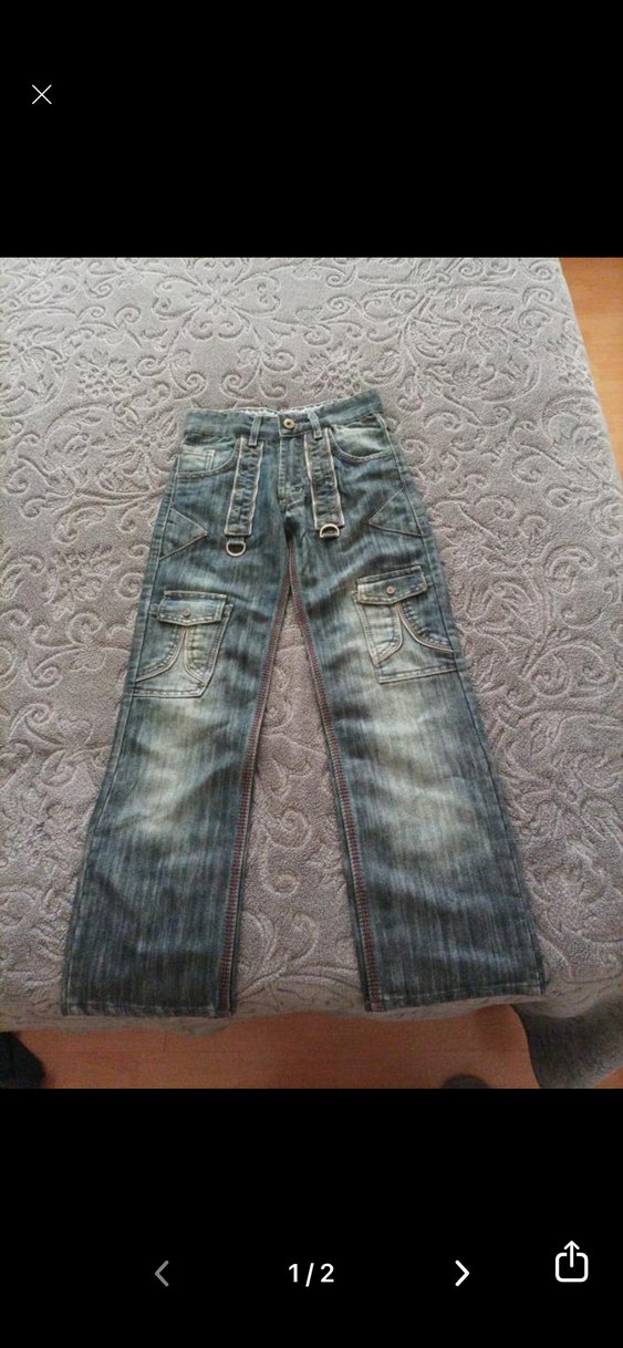 Gri Kemerli Salaş Kadın Kot Pantolon - Görsel 2