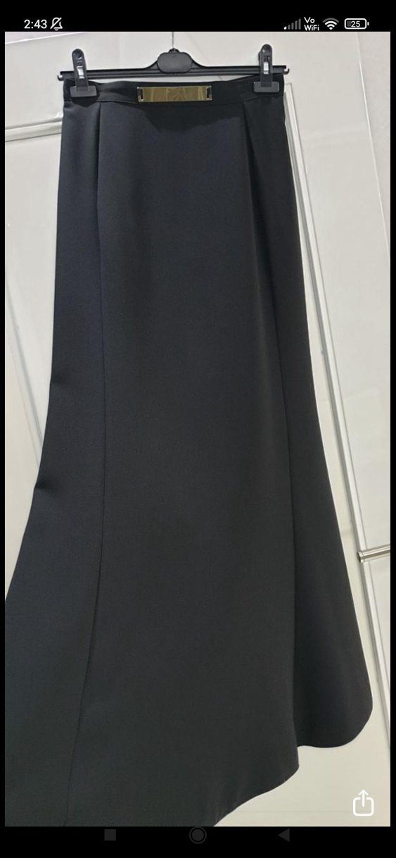 Kadın Siyah Uzun Drapeli Etek - Görsel 2