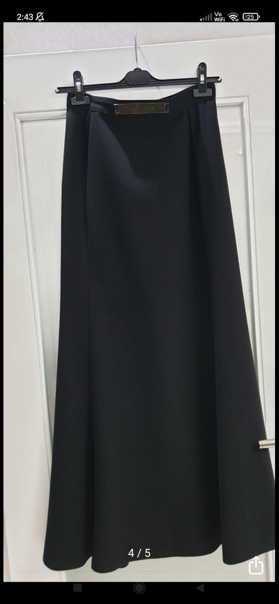 Kadın Siyah Uzun Drapeli Etek - Görsel 4