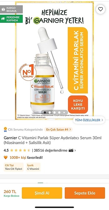Garnier c vitamin serum bakım