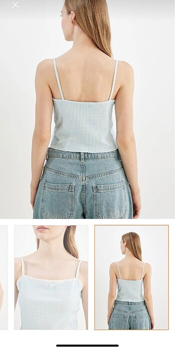 Defacto Defacfo üst bluz crop krop ekose