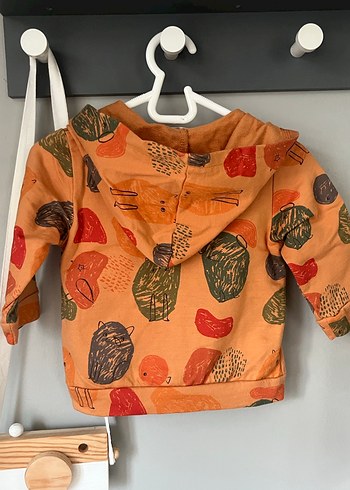 Unisex Bebek Kapüşonlu Fermuarlı Sweatshirt  %100 Pamuk 6 aylık - Görsel 2