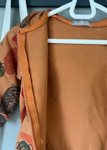 Unisex Bebek Kapüşonlu Fermuarlı Sweatshirt  %100 Pamuk 6 aylık - Görsel 3