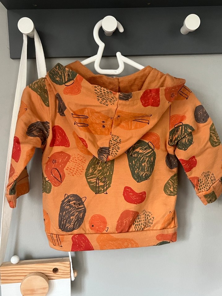 Unisex Bebek Kapüşonlu Fermuarlı Sweatshirt  %100 Pamuk 6 aylık - Görsel 2