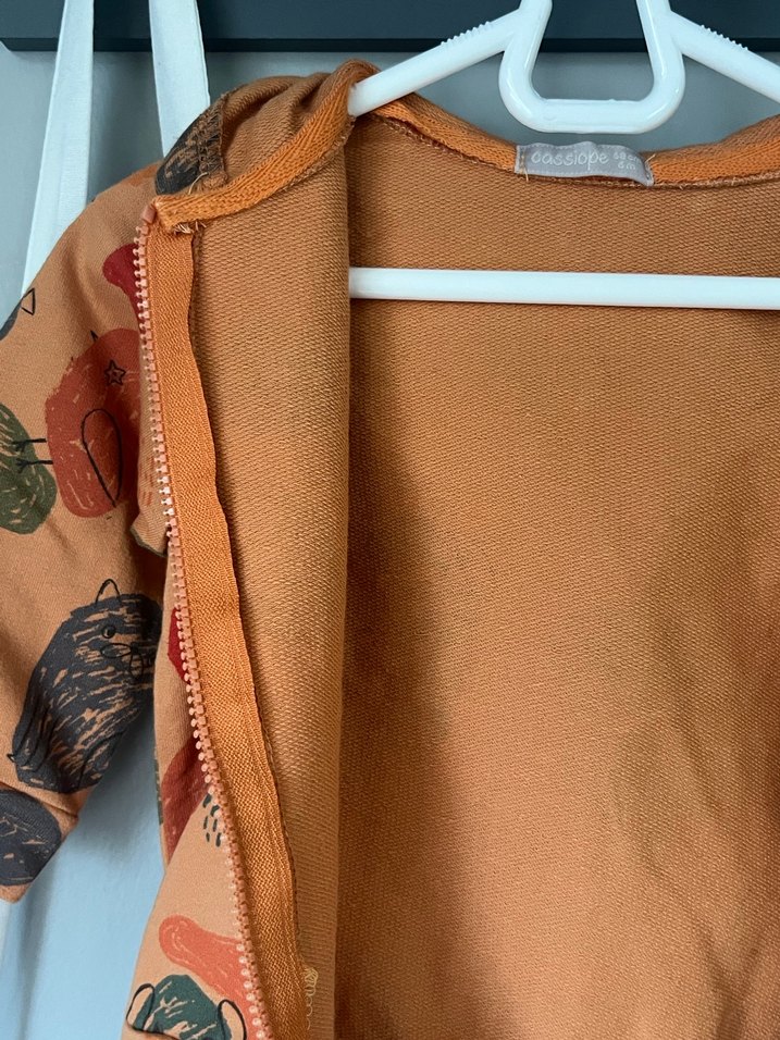 Unisex Bebek Kapüşonlu Fermuarlı Sweatshirt  %100 Pamuk 6 aylık - Görsel 3