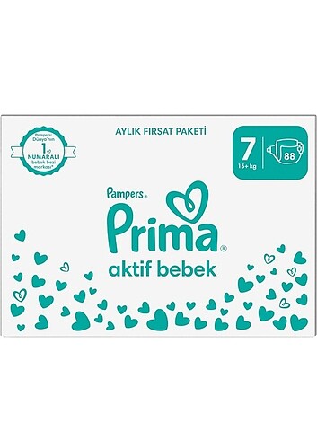 Prima Prima Aktif Bebek, Bebek Bezi 7 Numara, 88 Adet Aylık Fırsat Pak