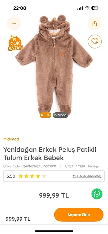3 Ay Beden kahverengi Renk Sıfır etiketli ürün
