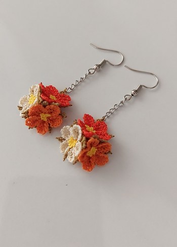 Renkli Boncuklu Mini Çiçek Küpeler - Görsel 2