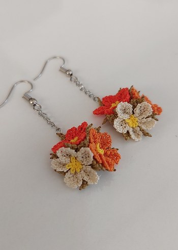 Renkli Boncuklu Mini Çiçek Küpeler - Görsel 3